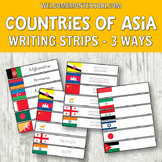 Flags of Asia Writing Strips for continent study - Handwri