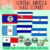 Flags of Central America Clipart Set - Color and Blackline