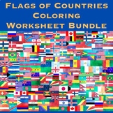 Flags of Countries Coloring Worksheet Bundle