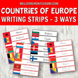 Flags of Europe Writing Strips for continent study - Handw