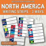 Flags of North America Writing Strips for continent study 