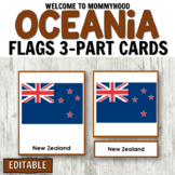 Flags of Oceania 3 Part Cards for Montessori Geography Activities