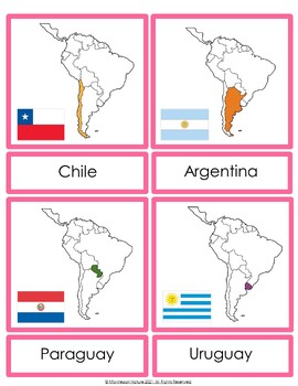 Flags of South America – 3 Part Cards and Blackline Masters - Montessori