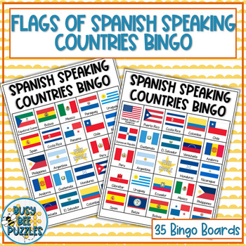 Preview of Flags of Spanish Speaking Countries Bingo Game - Hispanic Heritage - 35 Cards