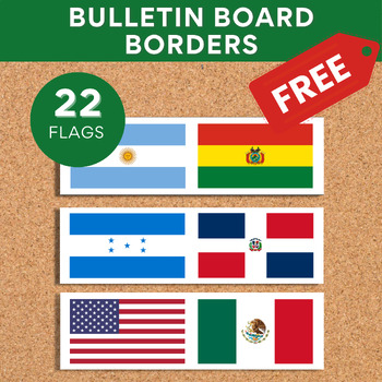 Preview of Flags of Spanish Speaking Countries Bulletin Board Borders