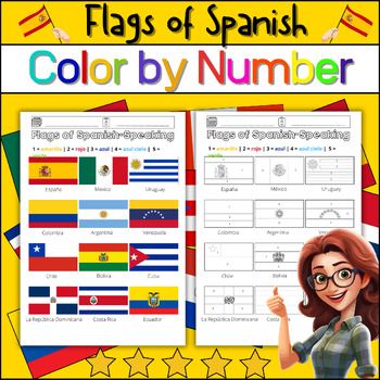 Preview of Flags of Spanish-Speaking Countries Coloring Sheets - Color by Number