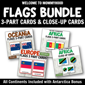 Preview of Flags of the Continents Cards for Montessori Geography Activities