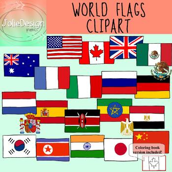 Preview of Flags of the World Clipart - Color and Blackline 44 piece set
