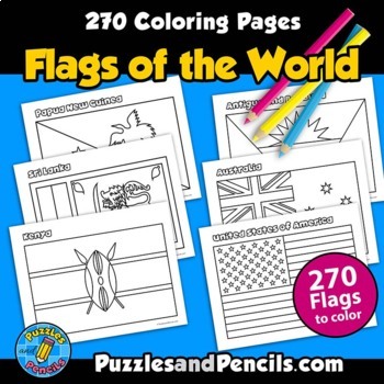 Preview of Flags of the World Coloring Pages | 270 World Flags to Make