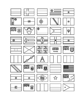 Flags of the World Coloring Pages for Personal and Commercial Use by