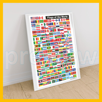 Preview of Flags of the World Posters, A2, A3, and A4 Size, Printable Educational Wall Art