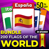 Flags of the world in Spanish, Africa,Europe,Asia,Oceania,