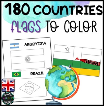Preview of Flags of the world to color Travel Countries Banderas del mundo para colorear