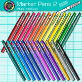 Flair Pen Clipart: 25 Realistic Rainbow Felt Tip Marker Cl