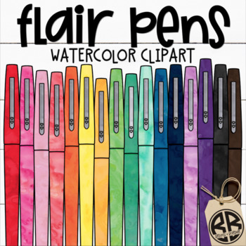 Watercolor Flair Pen Clipart by Bricks and Border | TpT