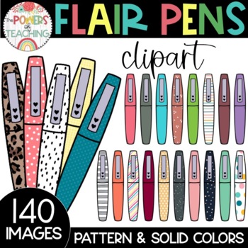 Flair Pens Clipart - {Pattern & Solid Colors} by The Powers of Teaching