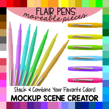 Flair Pens Moveable Pieces | Realistic Clipart for TPT Seller Mockups