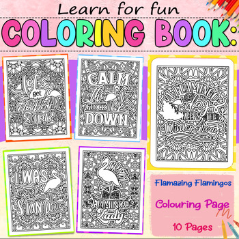 Flamazing Flamingos Colouring Page by Learn for funn | TPT