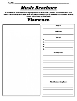 Preview of Flamenco "Informational Brochure" Worksheet & WebQuest