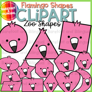 Preview of Flamingo 2D Shapes - Zoo Clipart - Flamingo Clipart