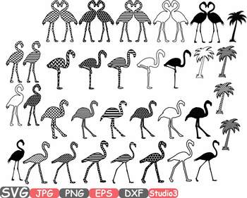 Download Flamingo Chevron Monogram Svg Silhouette Clipart Studio3 Cameo Vinyl Diy 36sv