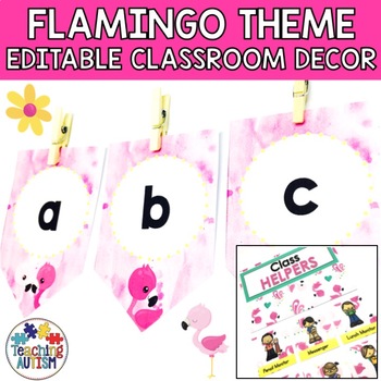 Preview of Flamingo Classroom Decor Theme | Editable Classroom Decor