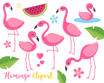 summer flamingo clipart