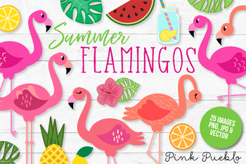 Bird clip art Summer clipart Flamingo digital download Clipart for commercial use Tropical clipart Printable flamingo Flamingo clipart