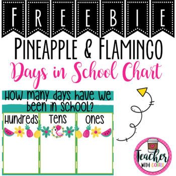 Preview of Flamingo Days in School Chart Freebie
