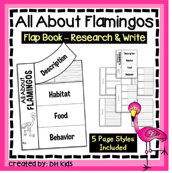 Preview of Flamingo Flap Book, Science Flip Book Research Project, Tropical Animal Writing