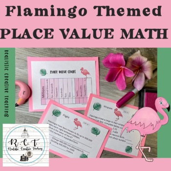 Preview of Flamingo Themed Math Place Value Task Cards