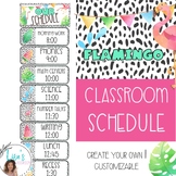 Flamingo Tropical Classroom Schedule poster cards/ with cl