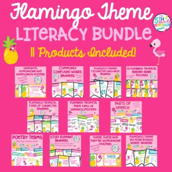 Preview of Flamingo Tropical Themed Literacy Bundle **11 Products Included**