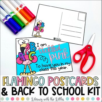 Preview of Flamingo Welcome Back to School Kit | Postcards and Door Decor