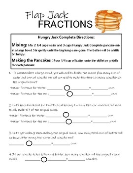 Preview of Flap Jack Fractions: Using mixed operations to solve fraction word problems