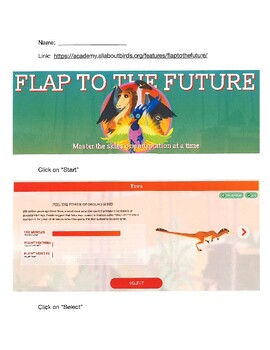 Preview of Flap To The Future-Worksheet for Online Game