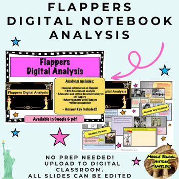 Preview of Flappers Digital Notebook Analysis (Roaring 20s, 1920s)