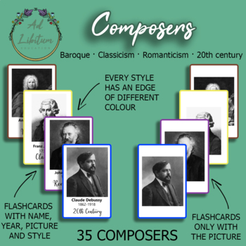 Preview of Flaschcards Composers · Baroque · Classicism · Romanticism · 20th century