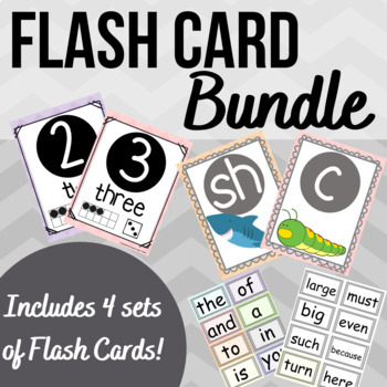 Preview of Flash Card Bundle Sight Words Phonics Numbers Pre-K Kindergarten 1st Grade
