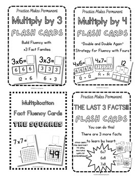 Preview of Flash Card Bundle Fact Family Practice x3, x4, Squares, and the Last Three Facts