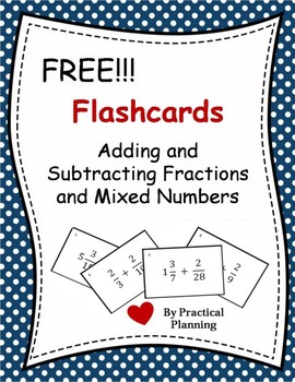 Preview of Flash Cards - Adding and Subtracting Mixed Numbers and Fractions