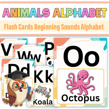 Preview of Flash Cards Beginning Sounds Alphabet/Animals alphabet posters, Classroom Decor