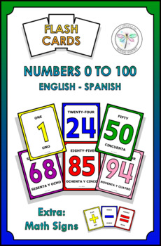 Preview of Flash Cards Numbers 1 to 100 English Spanish Signs Math Bilingual