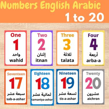 Preview of Bilingual  English & Arabic | Flash Cards Numbers | Math Numbers 1 to 20