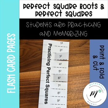 Preview of Flash Card Pages: Perfect Square Roots and Perfect Squares
