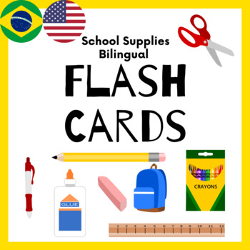 Preview of Matching Activity - School supplies: Portuguese / English