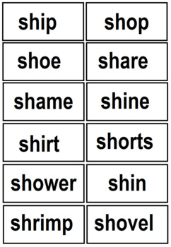 Preview of Flash Cards Sight Words 16 (SH words)