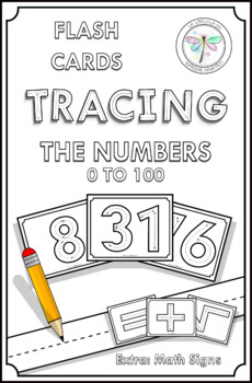 Preview of Flash Cards Tracing Numbers 0 to 100 Extra Math Signs