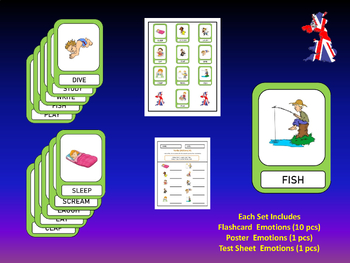 Preview of Flash Cards Verb (Actions) #1 (Includes : Flashcard - Poster - Handout)