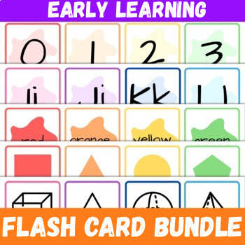 Preview of Kindergarten Flash Cards for Numbers Alphabet Shapes Colours | OVER 80 CARDS